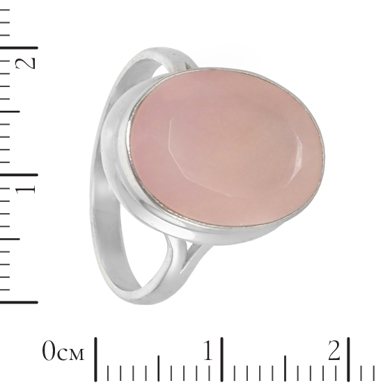 Кольцо 'Хэрри' с розовым кварцем, родий