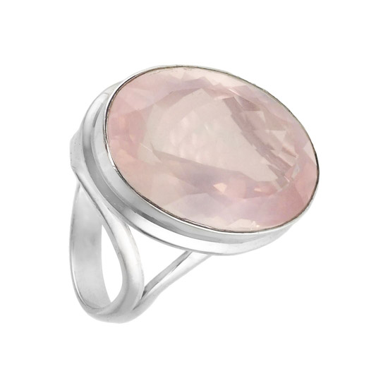 Кольцо 'Алиа' с розовым кварцем, родий