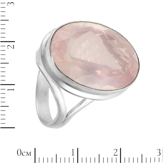 Кольцо 'Алиа' с розовым кварцем, родий