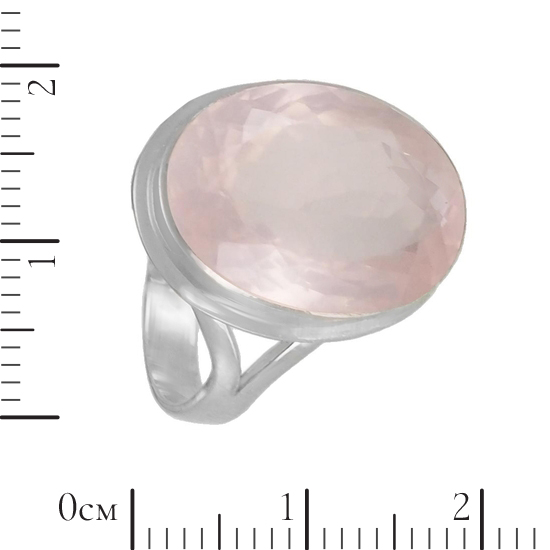 Кольцо 'Ола' с розовым кварцем, родий