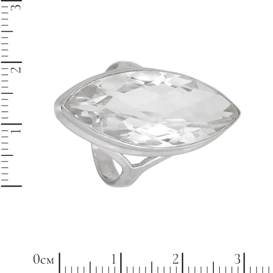 Кольцо 'Маркиза'  с горным хрусталём, родий