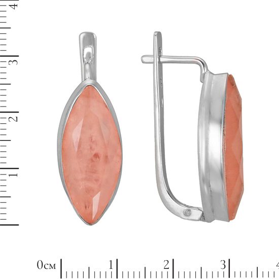 Серьги  с морганитовым кварцем, родий