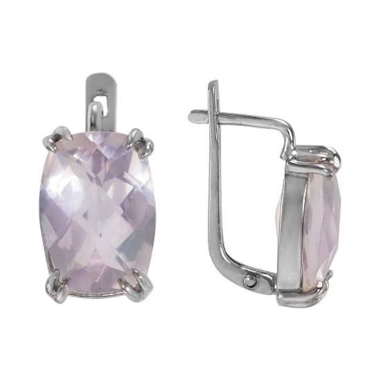 Серьги 'Флёр' с кварцем, родий