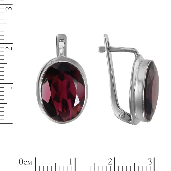 Серьги 'Лико' с гранатом, родий