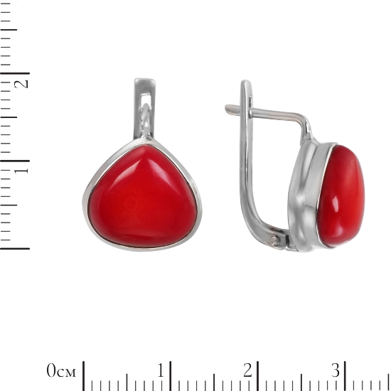 Серьги 'Ось' с нат кораллом