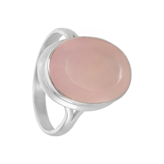 Кольцо 'Хэрри' с розовым кварцем, родий