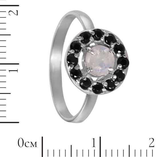 Кольцо 'Мишель' с беломоритом, чёрная шпинель