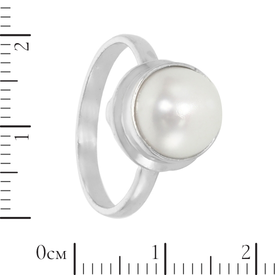 Кольцо 'Ордо' с белой жемчужиной, родий