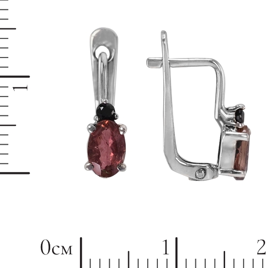 Серьги 'Амелия' с турмалином, чёрной шпинелью