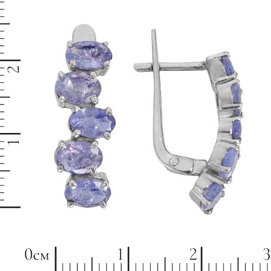 Серьги 'Зигзаг' с танзанитом, родий