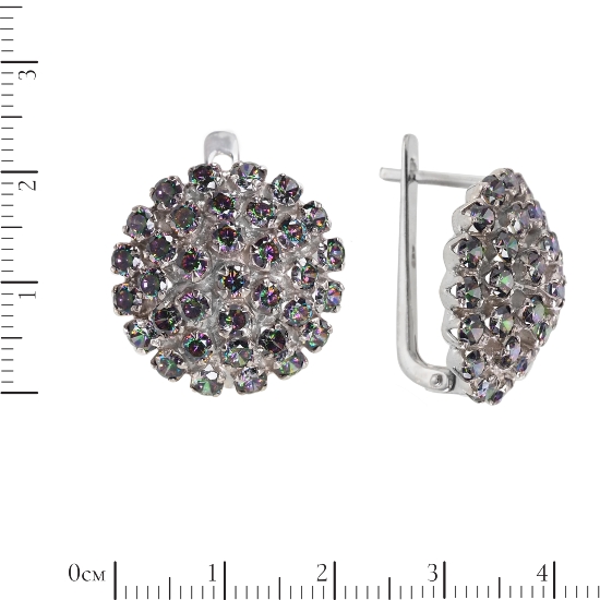 Серьги 'Вспышка' с мистиком, родий