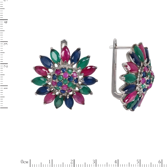 Серьги 'Астра' с сн корундом