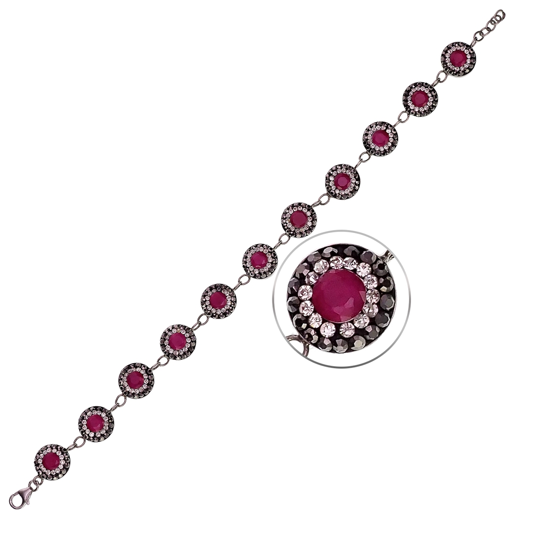 Браслет с кварцем и кристаллами Swarovski, 21 см