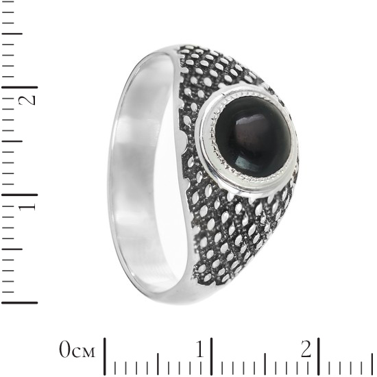 Кольцо 'Осирис' с чёрным агатом