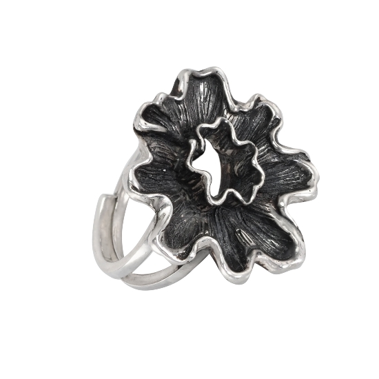 Кольцо 'Жатый цветок' серебряное