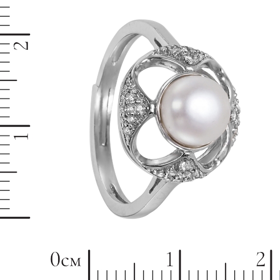 Кольцо ''Нежность с жемчугом и фианитами, родий