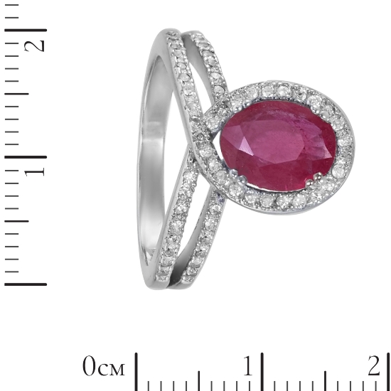 Кольцо 'Виши' с рубиноми фианитами, родий