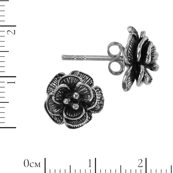 Пуссеты 'Цветок' серебряные