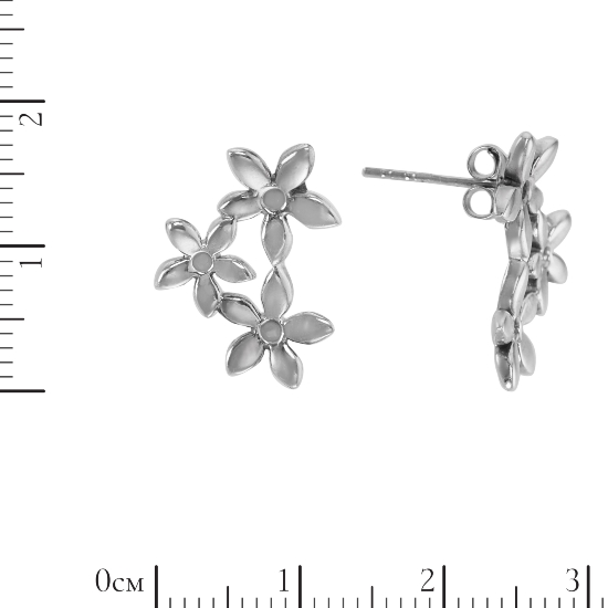 Серьги 'Цветочки' серебряные, родий