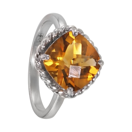 Кольцо 'Мукта' с цитрином, родий