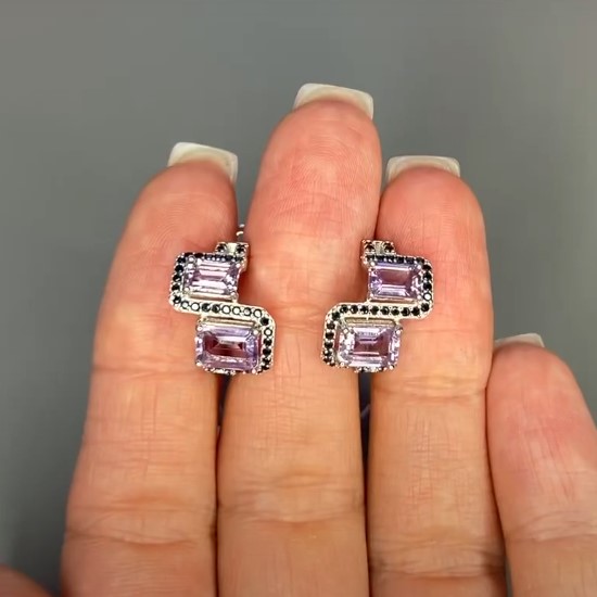 Серьги 'Тайна' с аметистом, шпинель, родий