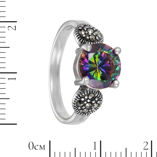 Кольцо 'Вист' с мистическим топазом и марказитами