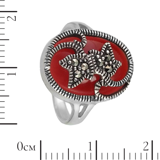 Кольцо 'Витраж' с сердоликом и марказитами