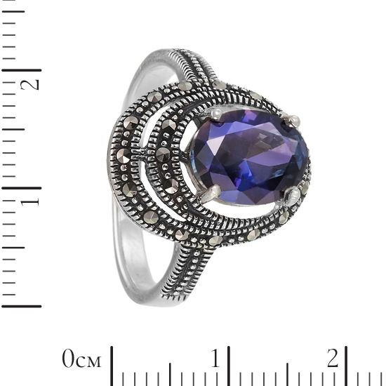 Кольцо 'Мэри' с танзанитом ситалл и марказитами