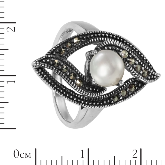 Кольцо 'Лолита' с жемчугом и марказитами