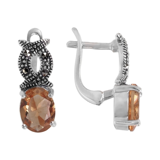 Серьги 'Ария' с султанитом и марказитами