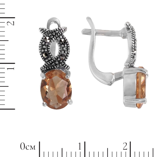 Серьги 'Ария' с султанитом и марказитами