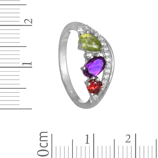 Кольцо 'Венец' с разноцветными камнями