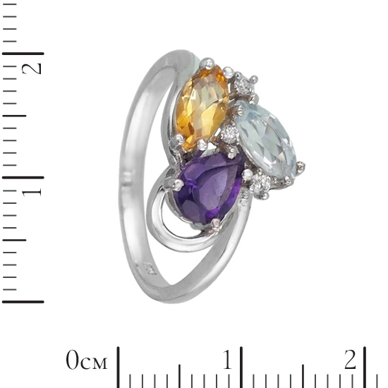 Кольцо 'Мелисса' с цв камнями и фианитами	