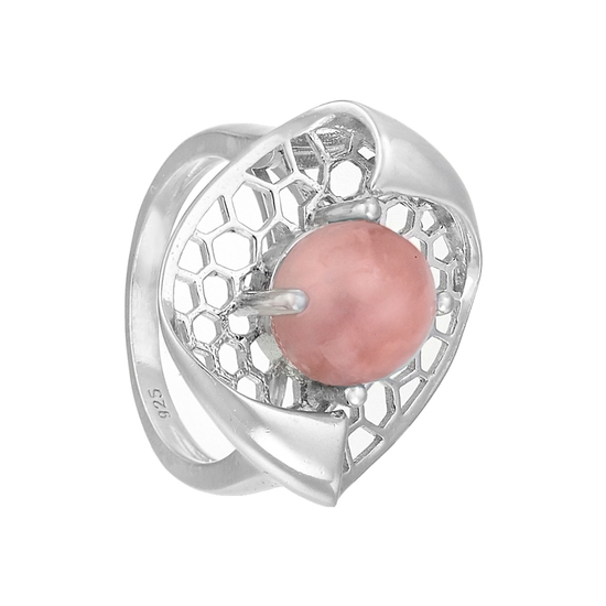 Кольцо 'Луиза' с розовым опалом 