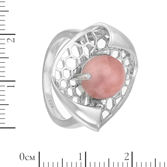 Кольцо 'Луиза' с розовым опалом 
