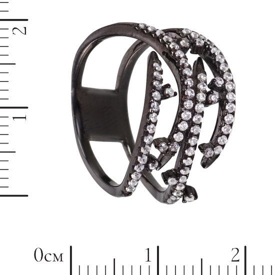 Кольцо 'Анка' с фианитами, ч1рный родий