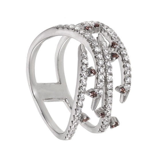 Кольцо 'Версаль' с фианитами, родий