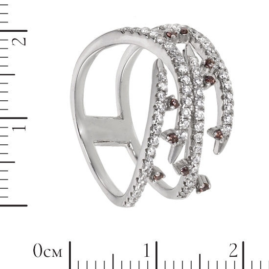 Кольцо 'Версаль' с фианитами, родий