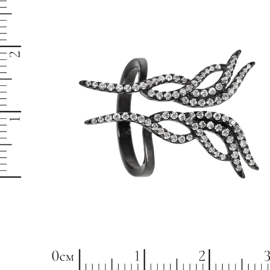 Кольцо 'Крылья' с фианитами, родий