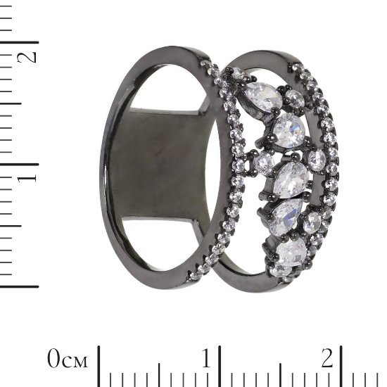 Кольцо 'Дия' с фианитами, чёрный родий