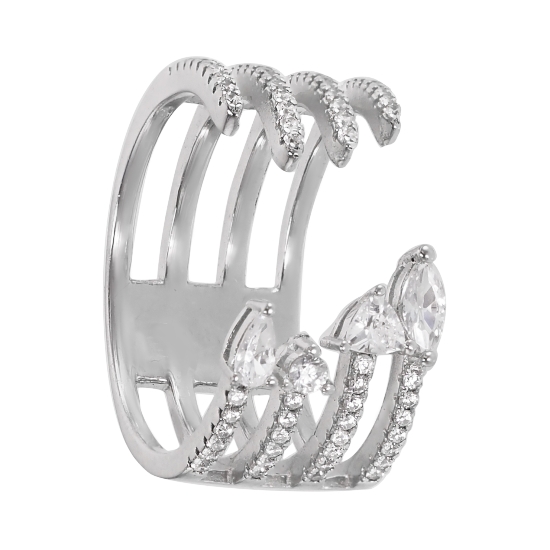 Кольцо 'Медичи' с фианитами, родий