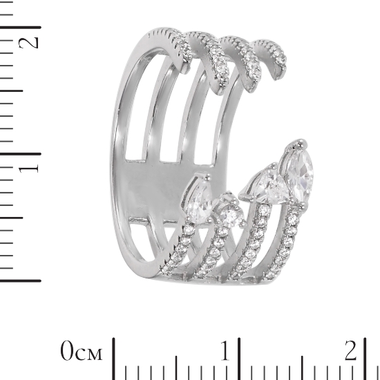 Кольцо 'Медичи' с фианитами, родий