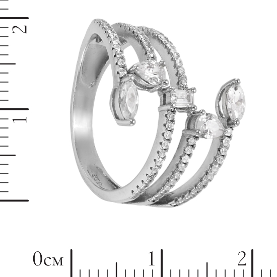 Кольцо 'Вселенная' с фианитами, родий