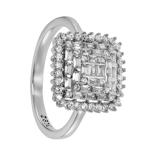 Кольцо 'Велиса' с фианитами, родий