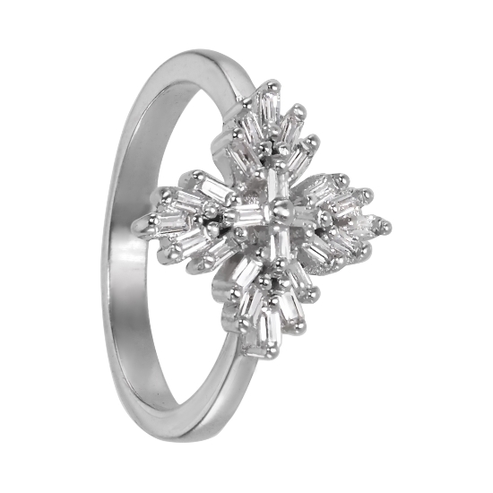 Кольцо 'Крестик' с фианитами, родий