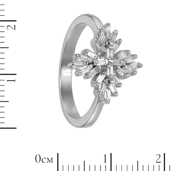 Кольцо 'Крестик' с фианитами, родий