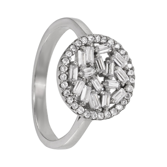 Кольцо 'Кристи' с фианитами, родий