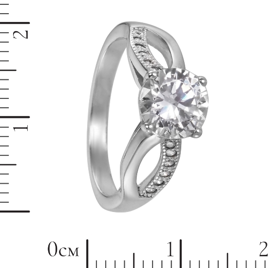 Кольцо 'Дип' с фианитами, родий