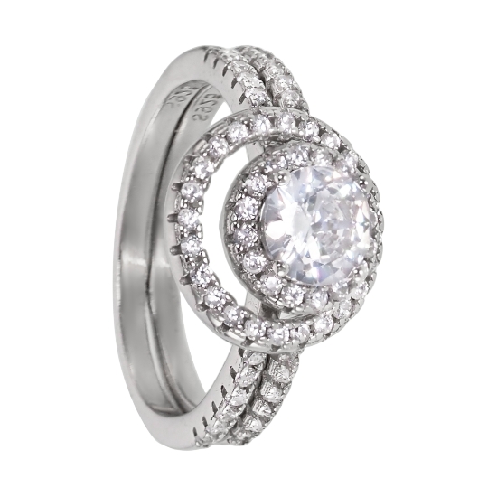 Кольцо 'Элизиум' с фианитами, родий