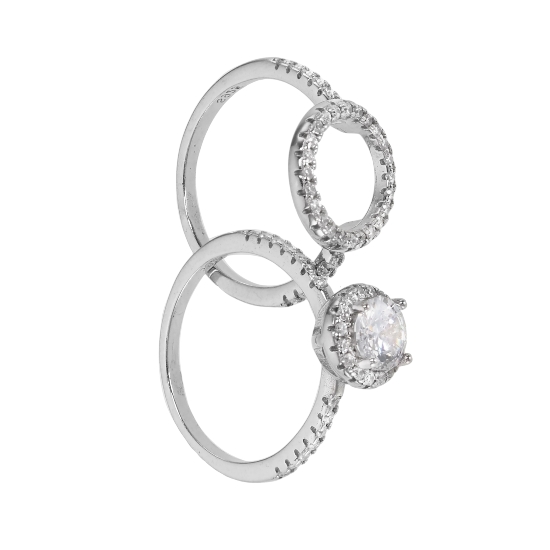 Кольцо 'Элизиум' с фианитами, родий